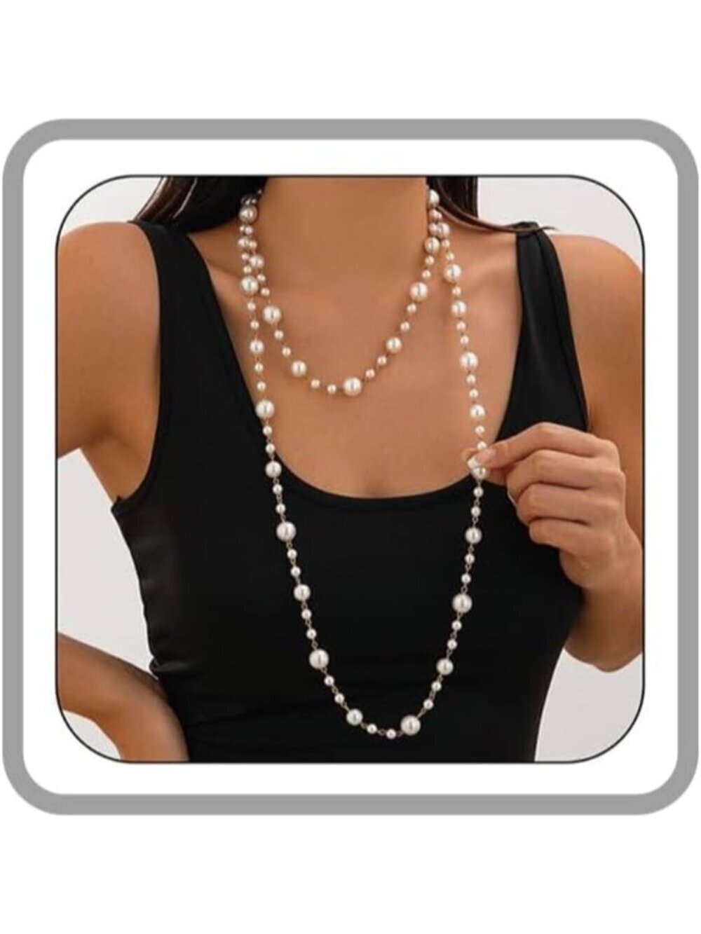 Women's Gold pearl Metal Layered Pearl Statement Sweater Long Pearl Necklaces